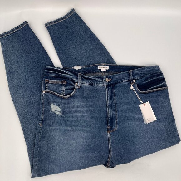 Good American Good Waist Jeans Size 24 Blue High Rise Stretch Distressed Denim - Picture 6 of 16
